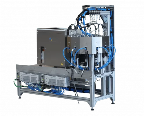 Zuführstation mit Stufenförderer und Vereinzelung für Schraube